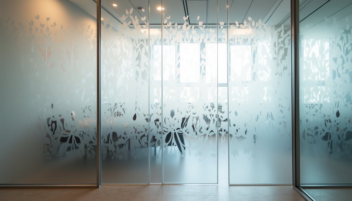 Frosted window film design enhancing light diffusion in modern interior