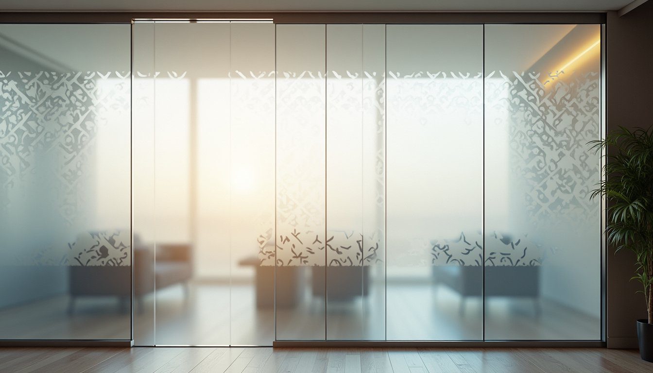 Designer workspace with semi-private frosted glass divider