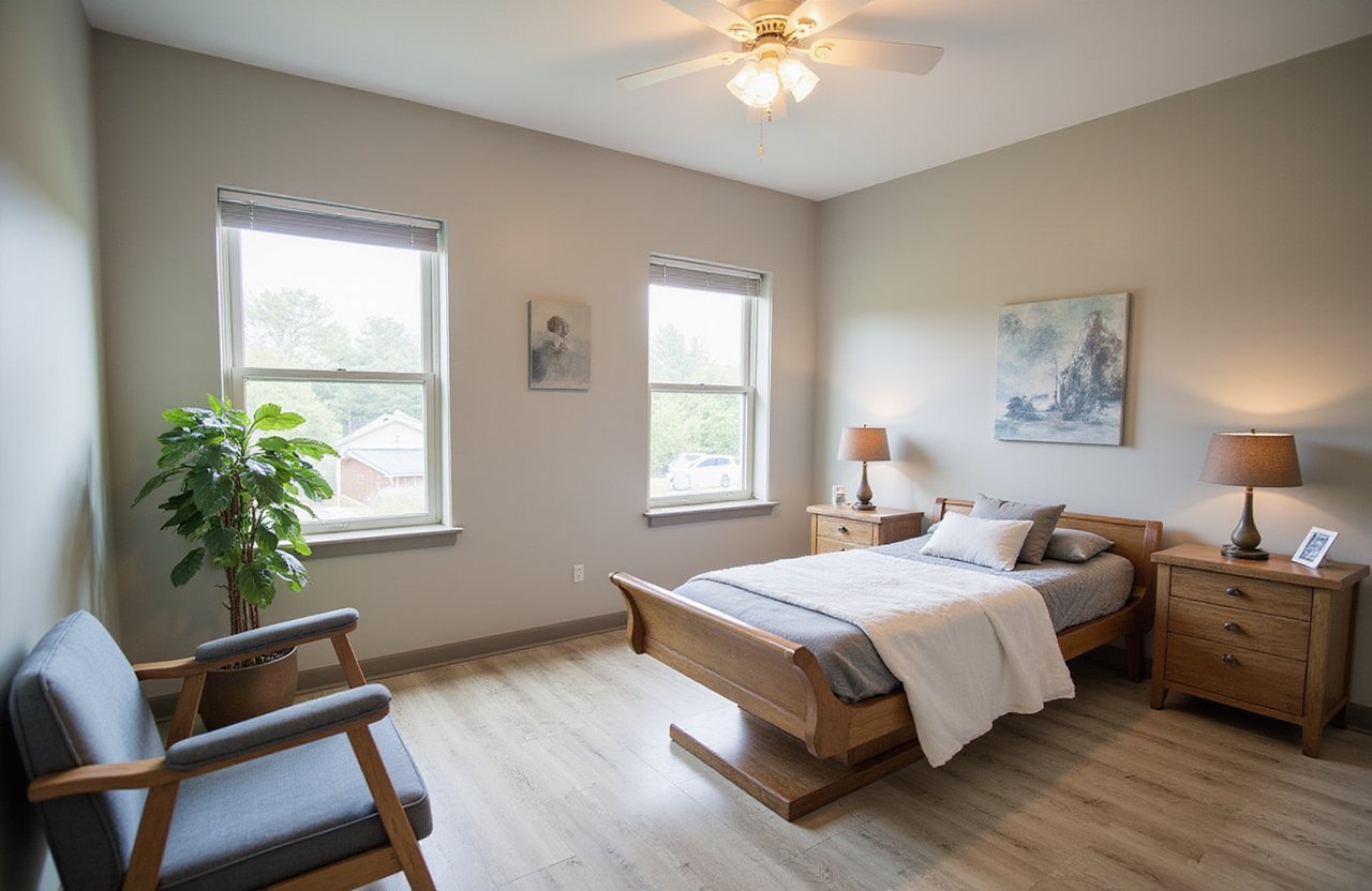 A bedroom in an inpatoent facility