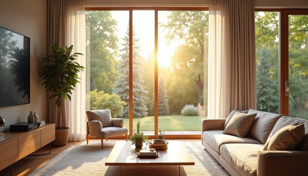 Cozy modern interior enhanced by heat-reducing window film