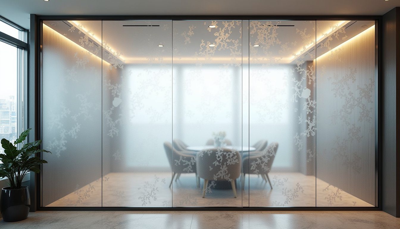 Bright modern office softened by decorative frosted window film