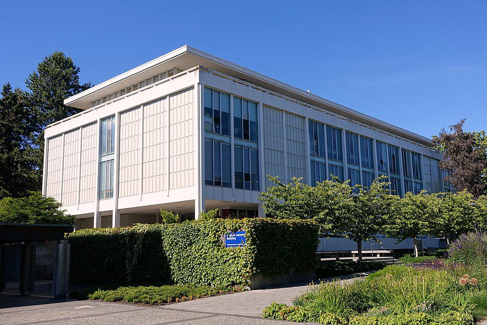 Modern glass-facade commercial building in Vancouver, BC — the type of property where frosted window film is commonly installed for office privacy