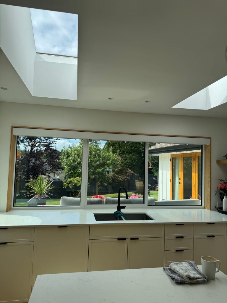 Privacy and solar control film on a residential kitchen window