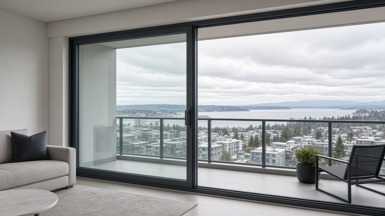 Security film installed on tall commercial windows